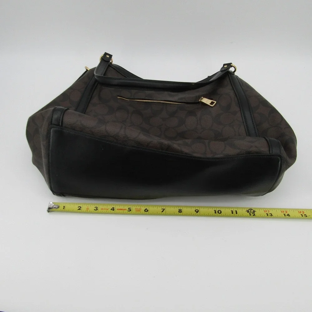 Coach Kristy Shoulder Bag Brown Black Signature Canvas Leather B2291-C6232 Hobo